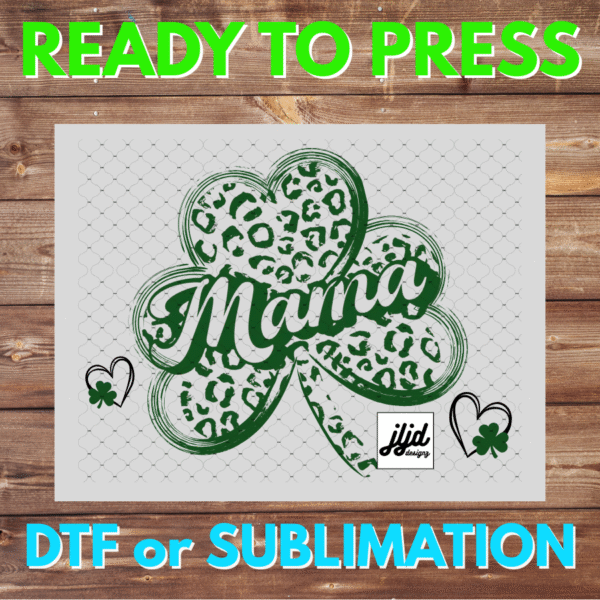Mama St Patrick's Day | Graphic tee | Mom | cheetah | Mother's Day | clover | lucky | DTF | Sublimation