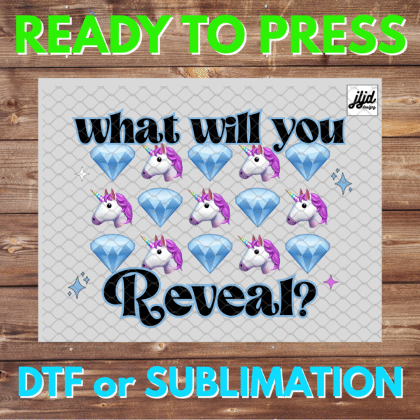 What will you Reveal? Diamond Unicorn | Bomb Party | Graphic | Rep Apparel | Fizzcano | Fizz | DTF | Sublimation