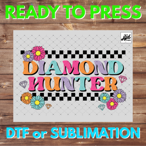 Diamond Hunter | Bomb Party | Graphic T Shirt | Rep Apparel | Checker | daisy flower | Fizz Fizzcano | DTF | Sublimation
