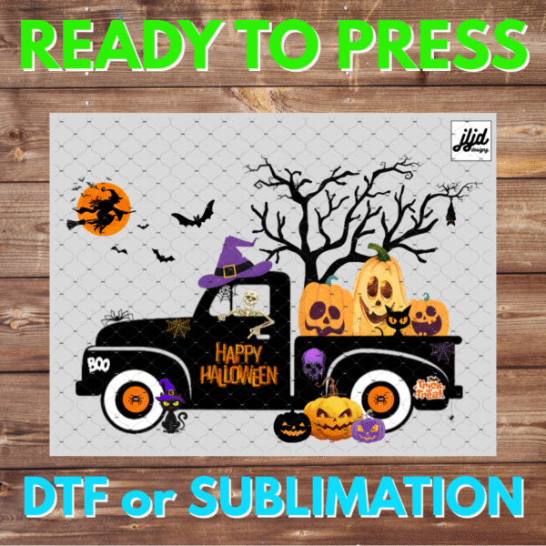 Halloween Truck | skeleton | pumpkin | ghost | DTF | Sublimation