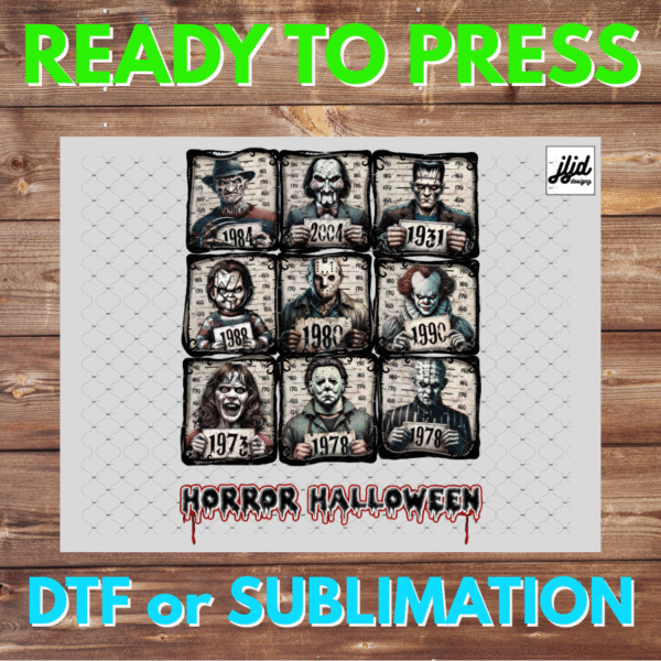 Horror Halloween | Jason It Freddy Michael Myers | retro movie | mugshot | DTF | Sublimation
