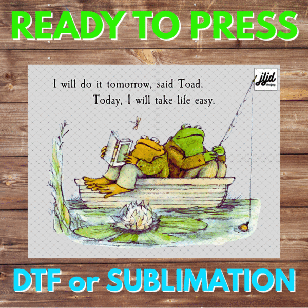 Frog and Toad Fishing | retro | book | watercolor | DTF | Sublimation