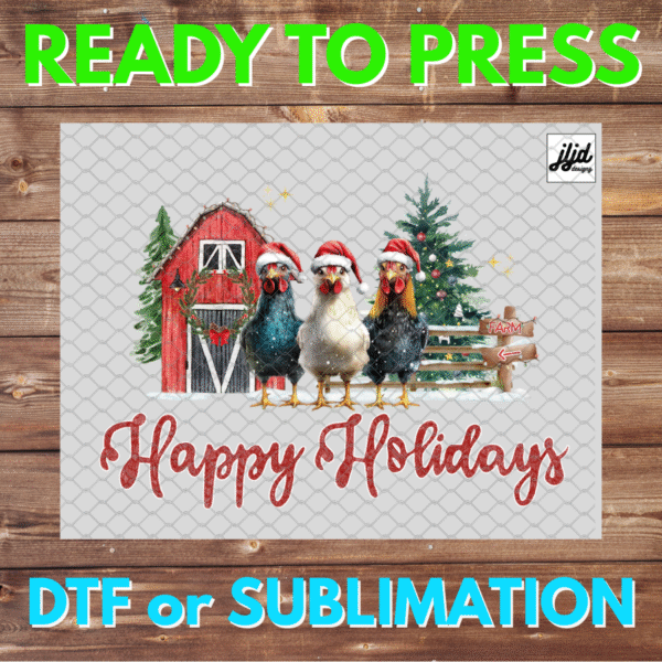 Chicken Happy Holidays | Graphic tee | Christmas | Farm | DTF | Sublimation