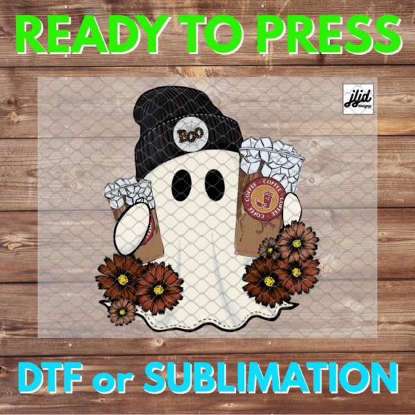 Halloween Boo Ghost | coffee | flowers | DTF | Sublimation