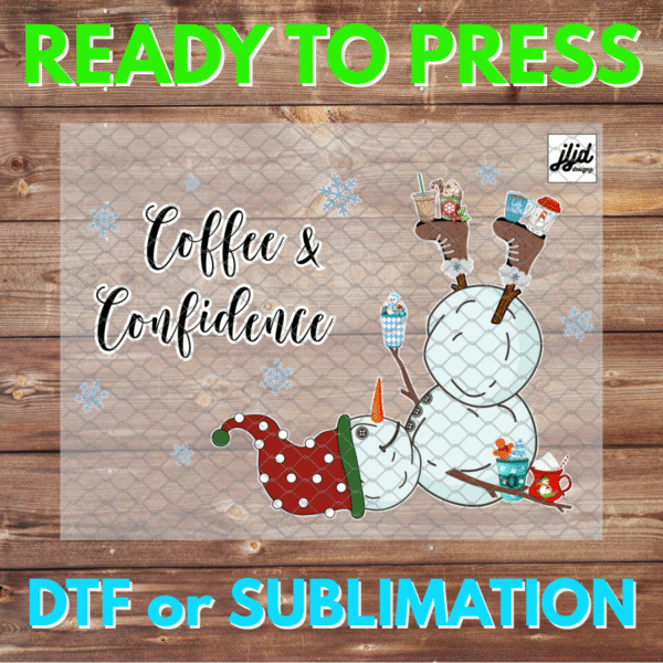 Coffee & Confidence | Snowman | Winter | Graphic tee | snow | snowflake | DTF | Sublimation