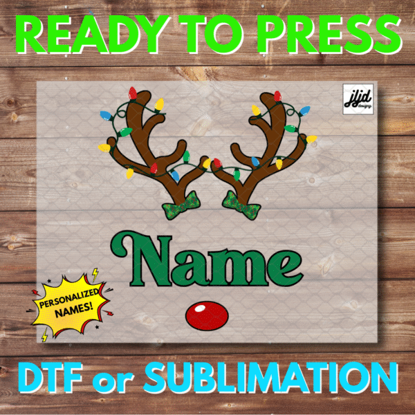 Rudolph with Name | Reindeer Christmas | Custom | Personalize | DTF | Sublimation
